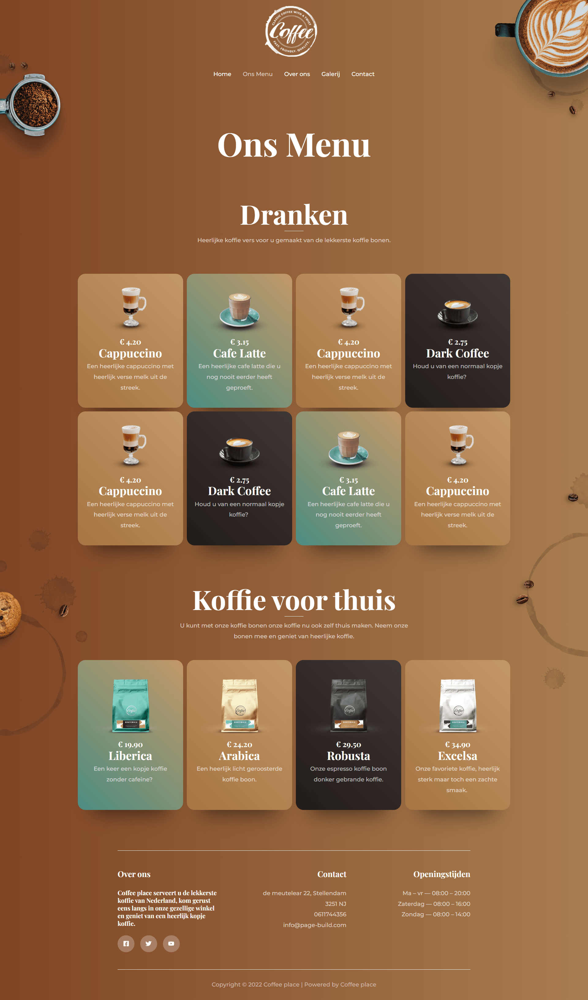 coffee place menu